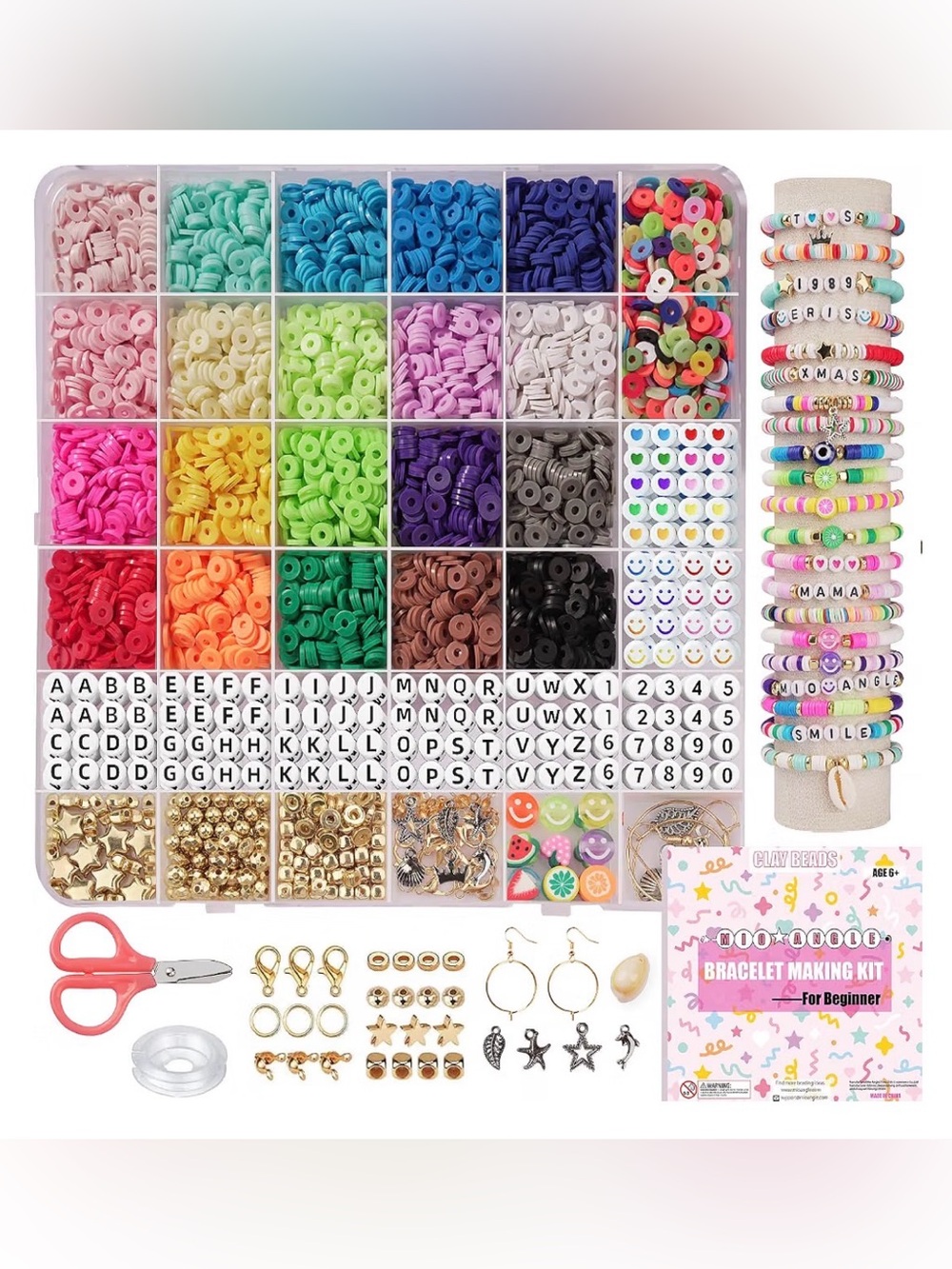 Mioangle Clay Beads Bracelet Making Kit for Beginner Multicolor